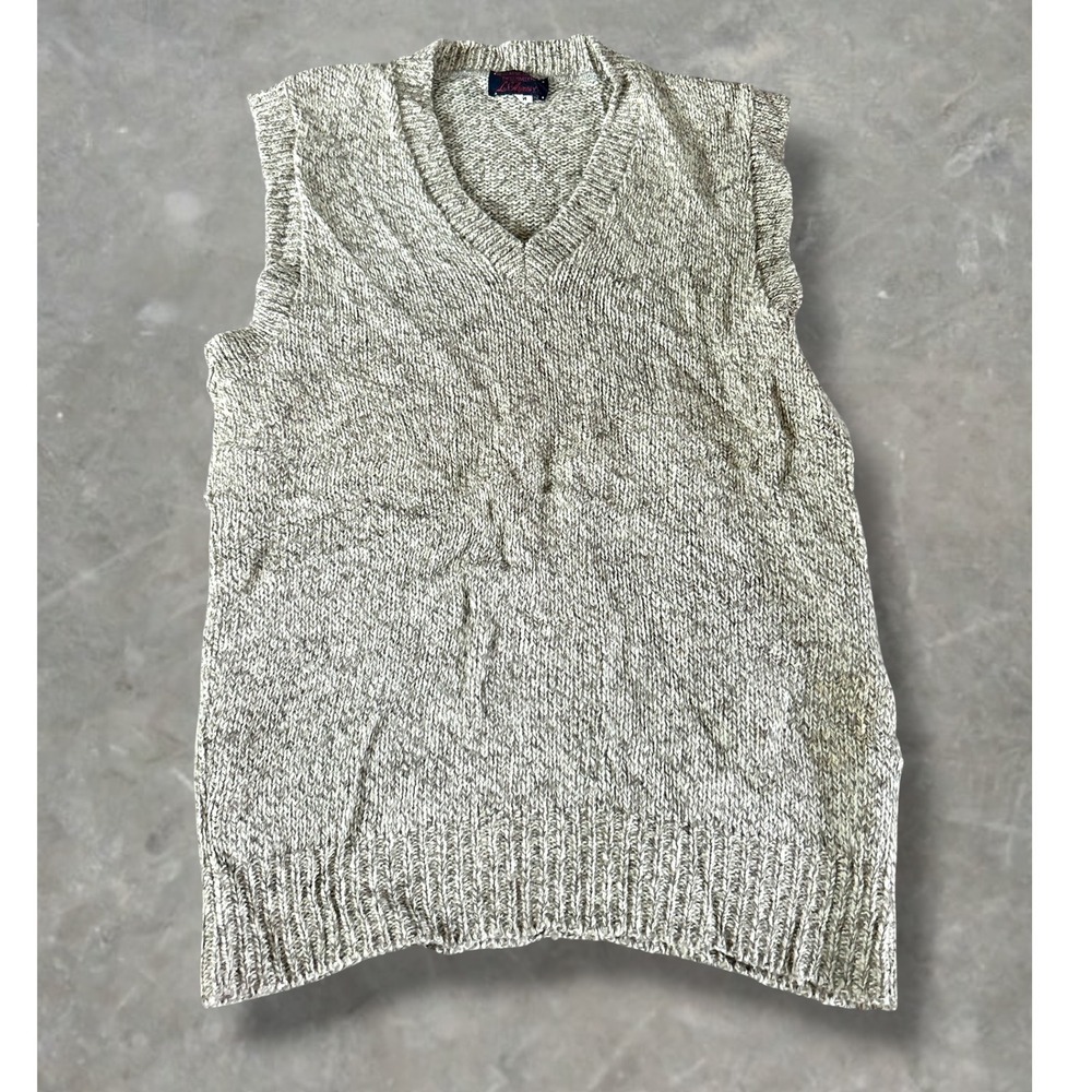 Vintage Mens Classic V Neck Knit Vest Sweater Medium Preppy 90s Grandpa Normcore